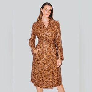 Hilary MacMillan Brown Snake Print Trench Coat